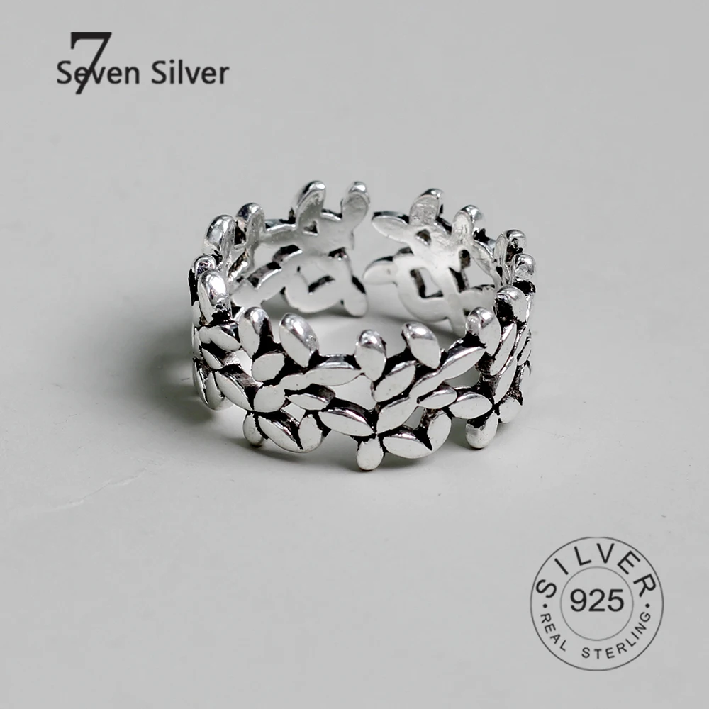 

100% 925 Sterling Silver bump Round Geometric Ring For Fashion Women Cute vintage flowerFine Jewelry Minimalist Accessories Gift