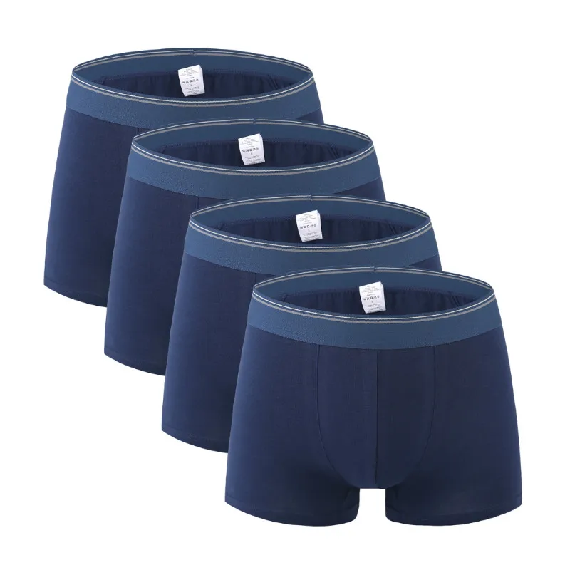 4Pcs 2425 Dark Blue 4 шт./лот, мужские хлопковые трусы, новинка, модные, сексуальные, брендовые, качественные, мужские боксеры, шорты, новинка, Mr нижнее белье, мужские трусы, большие, толстые, 6XL, 8XL - Цвет: 4Pcs 2425 Dark Blue