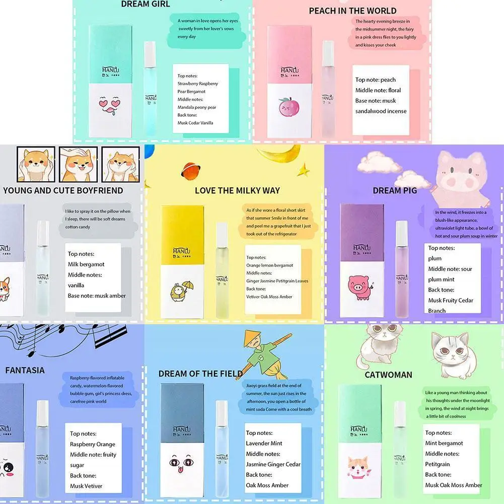 

12ml Travel Frosted Cartoon Kitten Bear Long Fragrance Pocket Lasting Lady Card Light L0l1