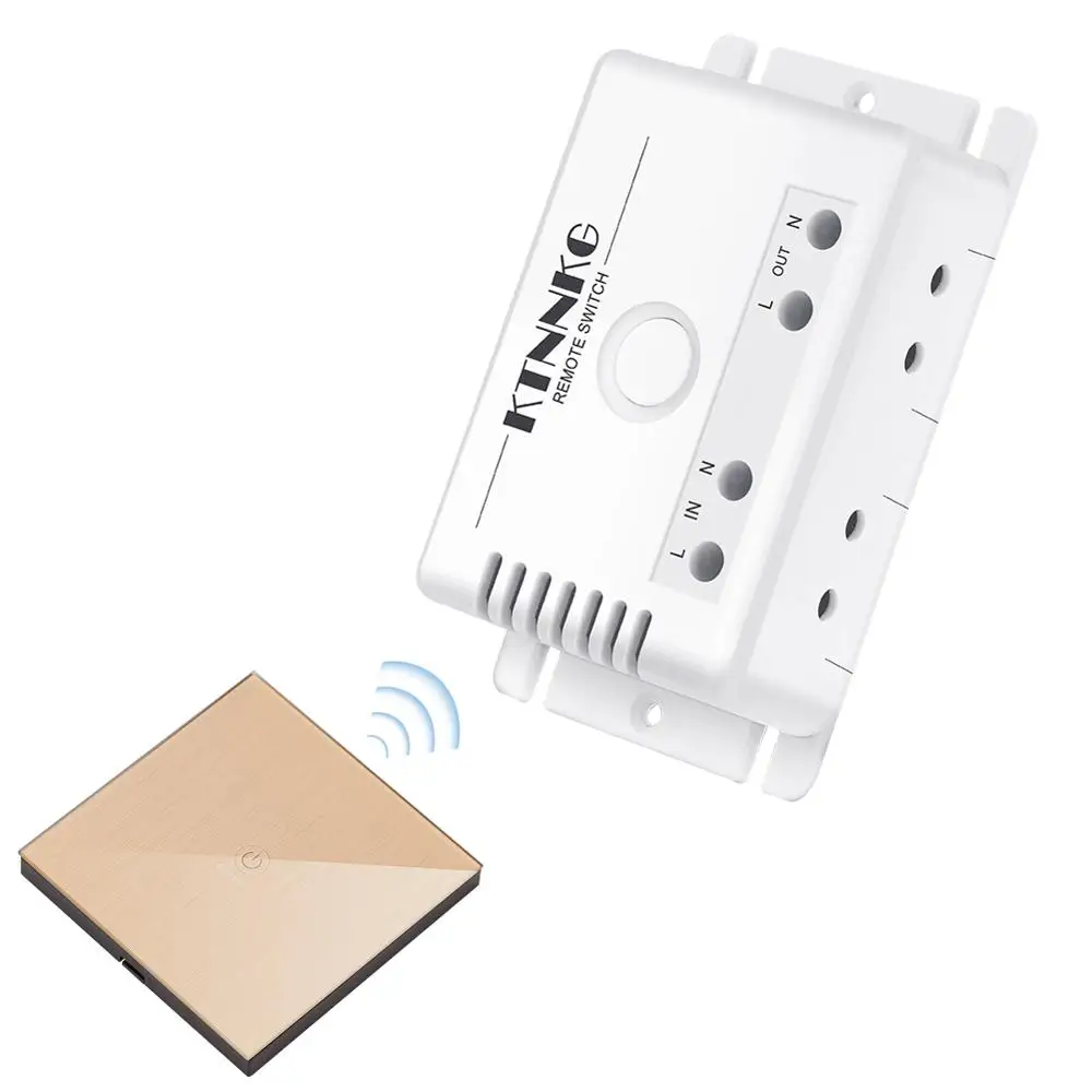 Переносной передатчик 86 стенной пульт дистанционного управления для беспроводного светового выключателя RF 433 МГц с сенсорной панелью из закаленного стекла Gold KTNNKG on.