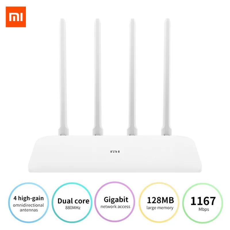 Xiaomi Mi роутер 4A гигабитная версия 2,4 ГГц 5 ГГц WiFi 1167 Мбит/с WiFi ретранслятор 128 Мб DDR3 с высоким коэффициентом усиления 4 антенны Сетевой удлинитель