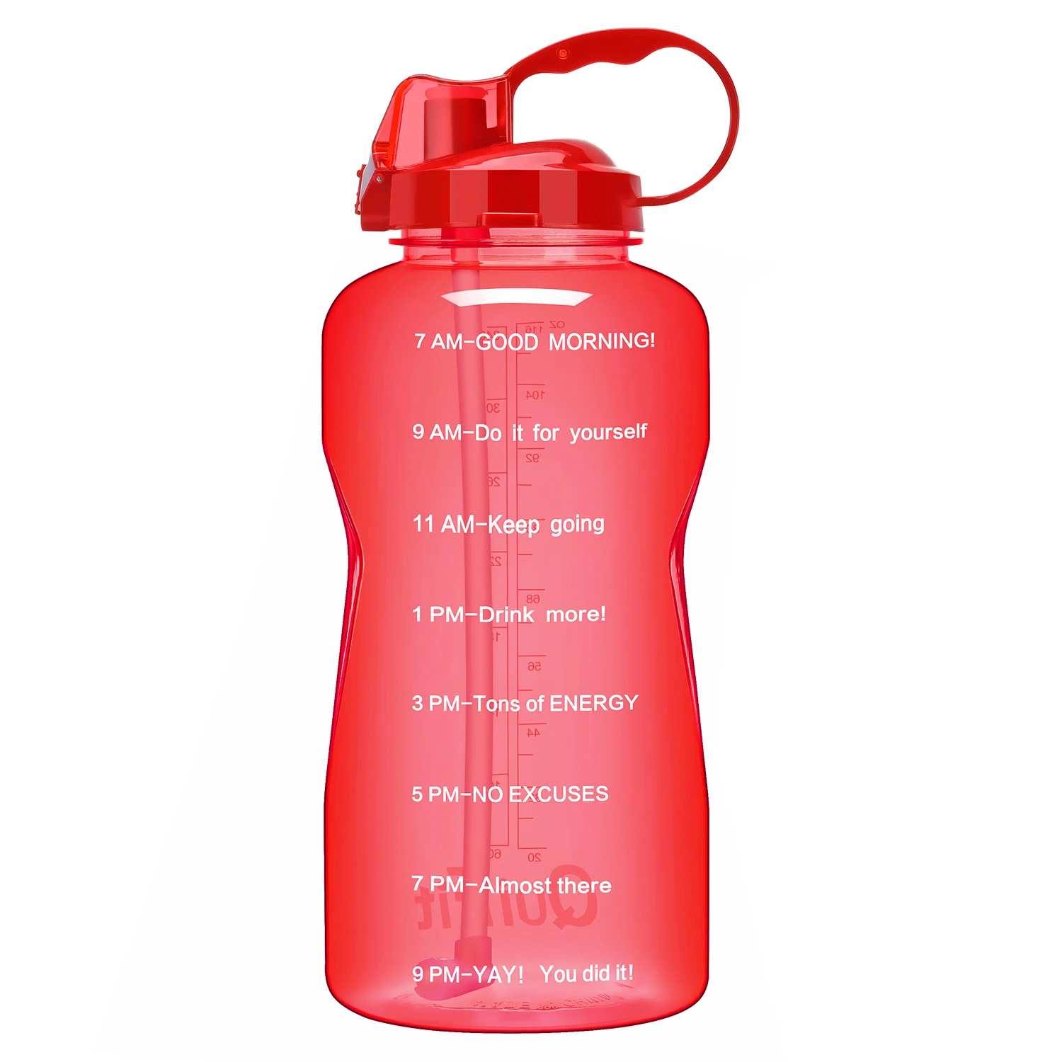 Red BuildLife Тритан галлон бутылка для воды 128 OZ/64 OZ 3.8L/2L с уникальной шкалой времени/измерения/цели отмечены раз BPA бесплатно Спорт Тренажерный зал - Цвет: Red