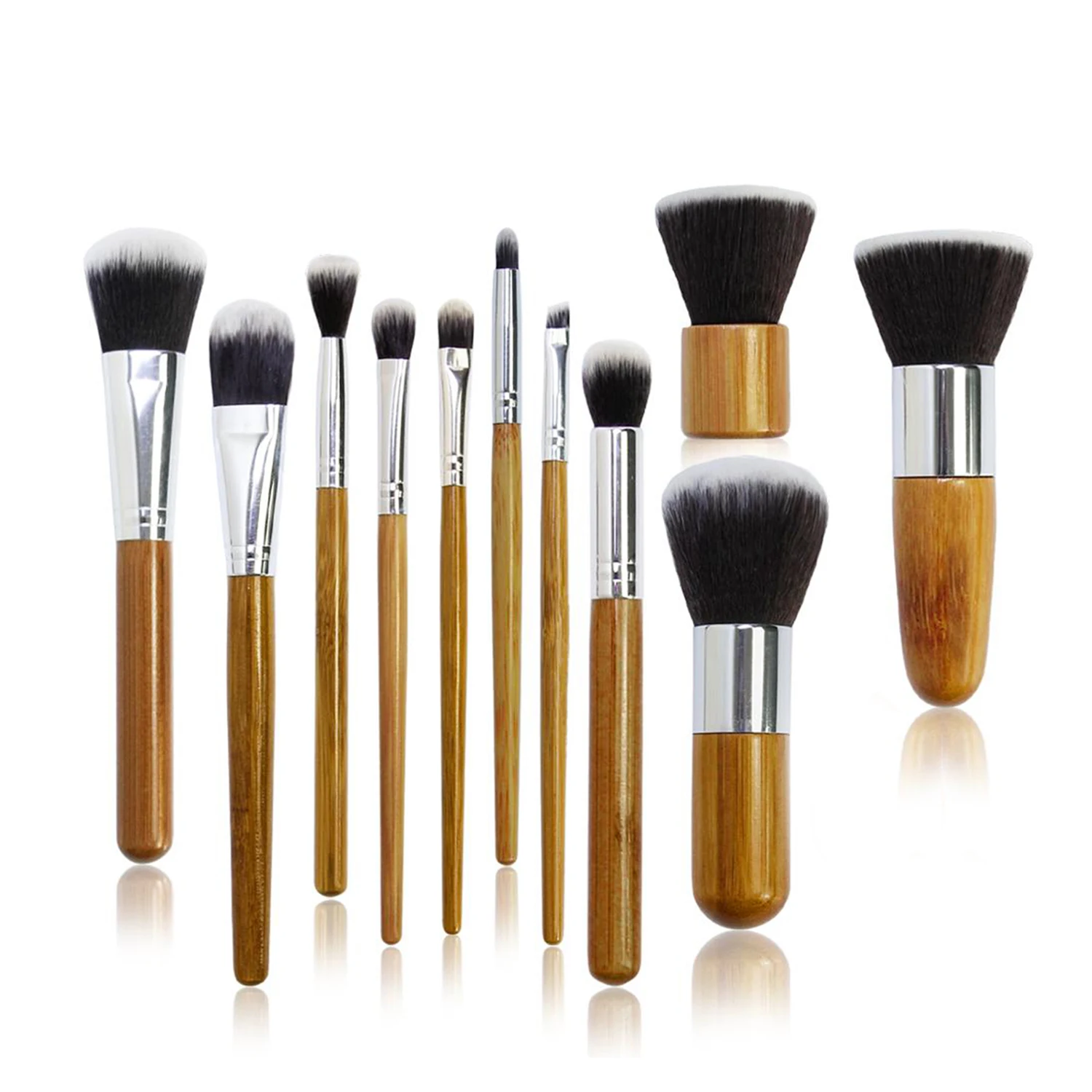 11Pcs Bamboo Makeup Brushes High Quality Powder Foundation Blush Eyeshadow MakeUp Brush Set Natural Hair brochas maquillaje