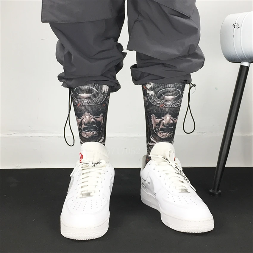 Носки унисекс хлопковые в японском стиле уличная одежда с принтом укиё-э Самурай