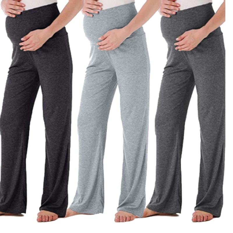 

Pregnant Women's Trousers Women's Maternity Wide Straight Lounge Pants Stretch Pregnancy Trousers Pregnant Women's Trousers #08