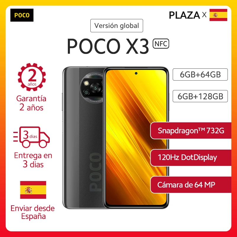 POCO X3 NFC Смартфон глобальная версия 6 ГБ 64 128 Snapdragon 732G 67 ''Dotdisplay мегапиксельная