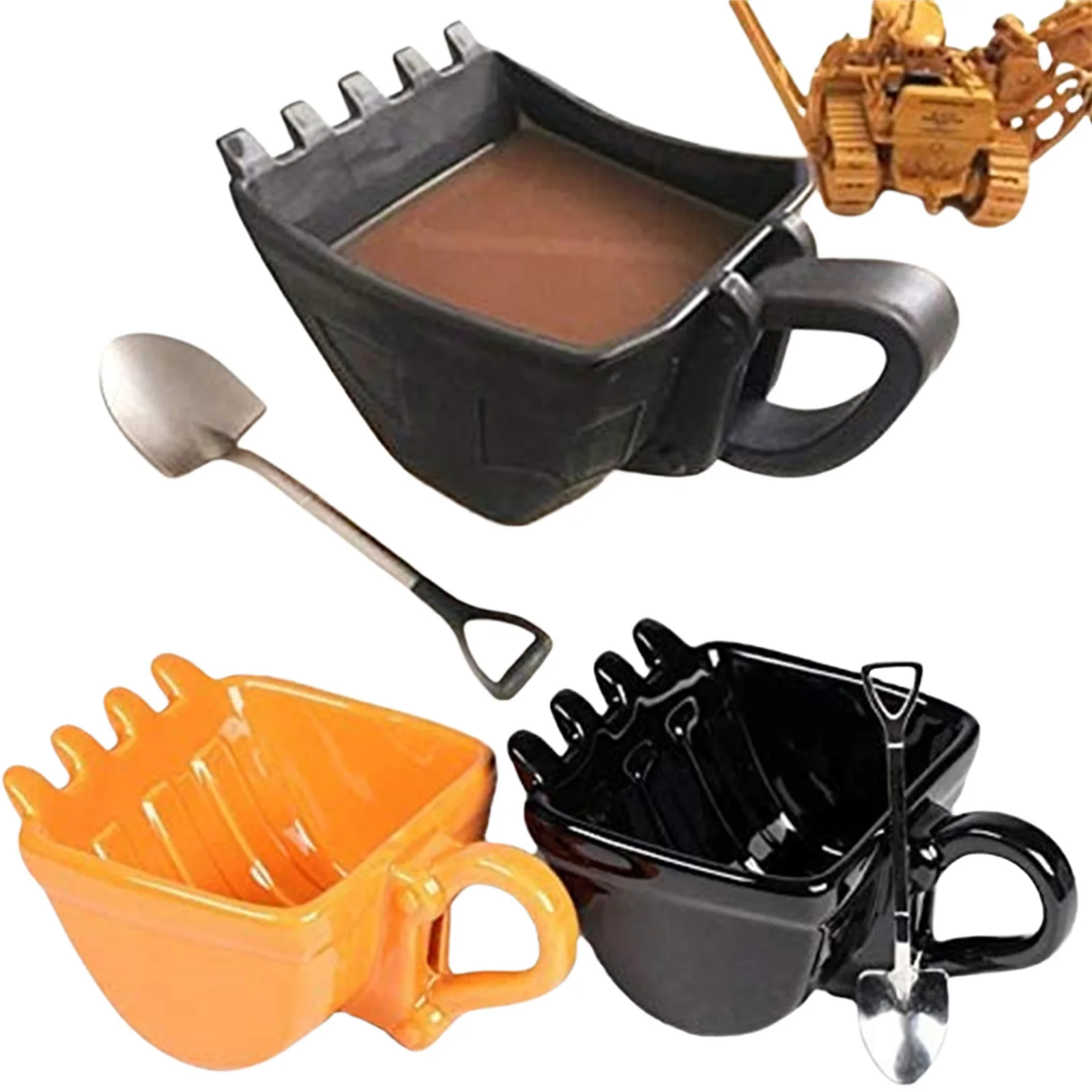 

1Pcs Creative Excavator Coffee Cup Mugs Single Handle Plastic Bucket Cup Yellow Cake Tea Cup Mugs Gift Household Kitchenware