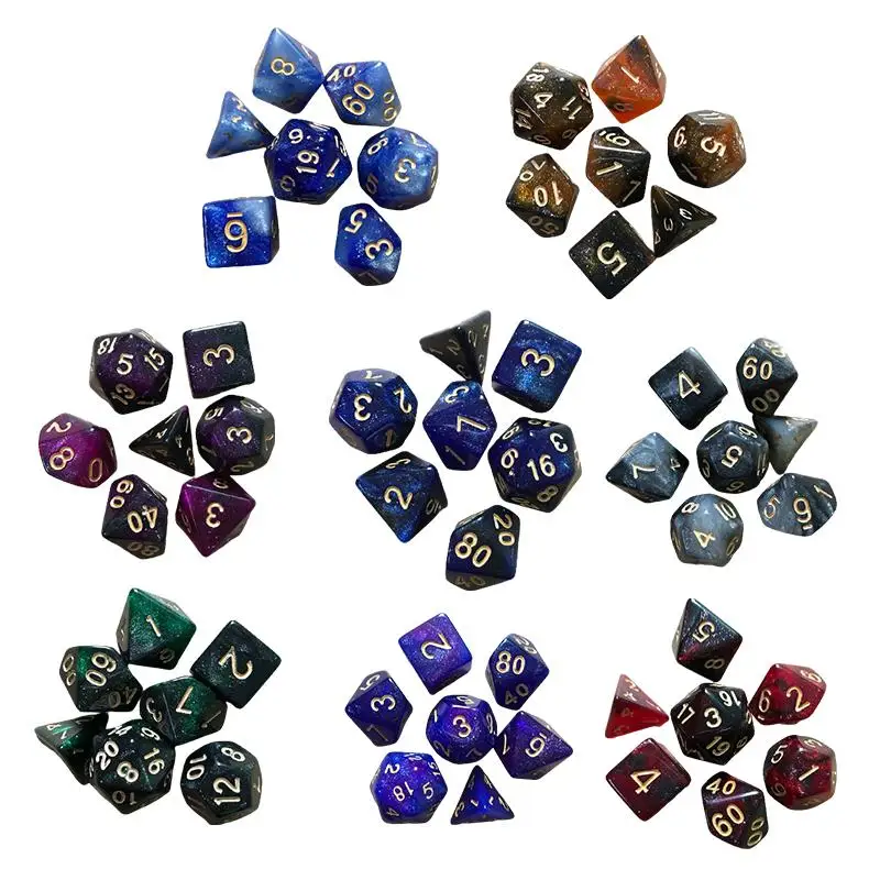 

7Pcs/Set Red Blue Gray Glitter DND Dice Set D4 D6 D8 D10 D% D12 D20 Polyhedral Dice for Role Playing Board Game DND RPG MTG Dice