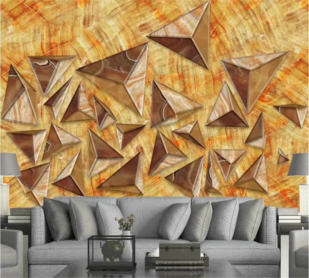 

Индивидуальные обои beibehang, современные минималистичные геометрические треугольные мраморные Квадратные 3d трехмерные украшения