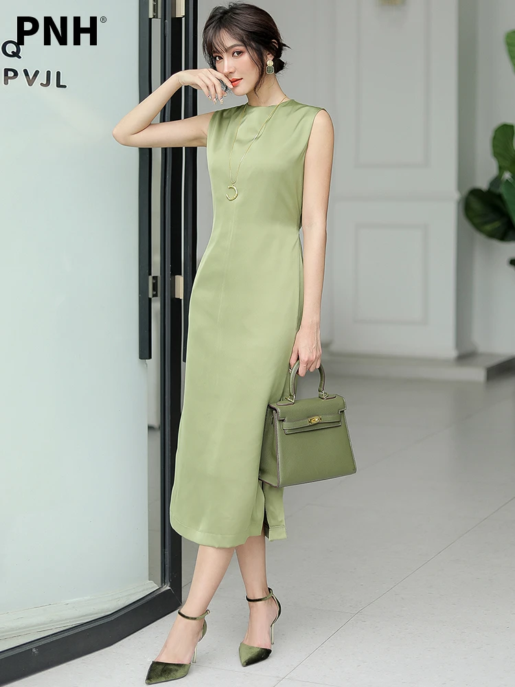 

Avocado Green Dress 2021 New Xia New Waist Skirt Suit with Female Underlay