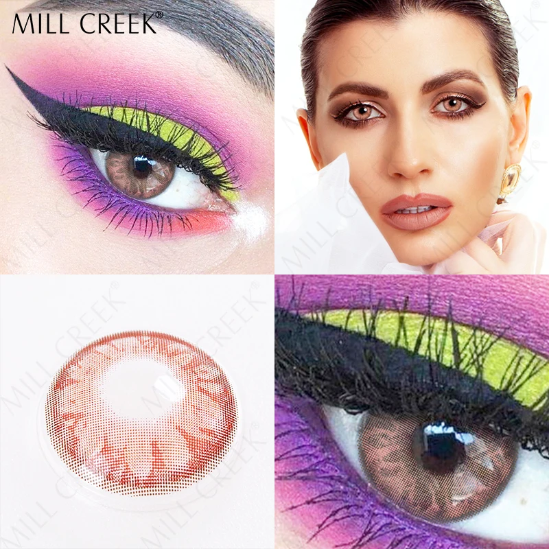1 Pair One Of Colored Soft Eyes With Blue Gray Brown And Purple pink Color Contact Lenses Each Year | Красота и здоровье