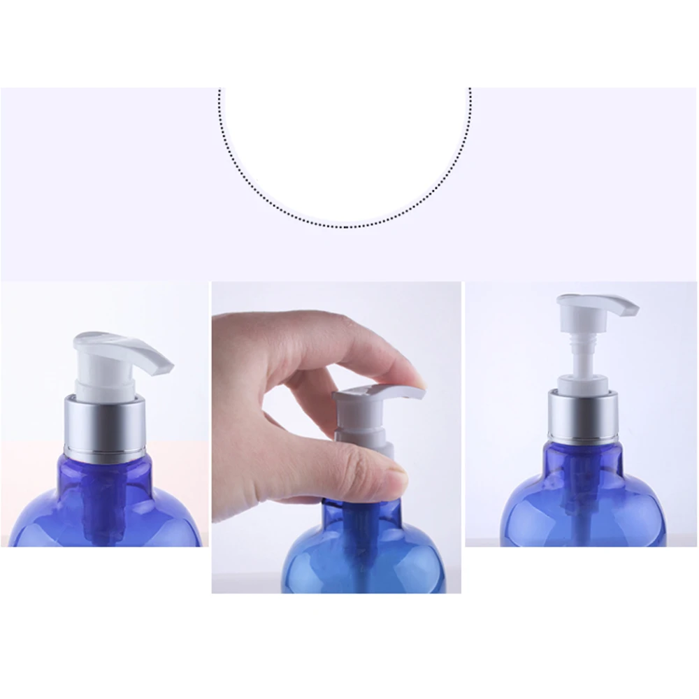 10 шт. пустые бутылки шампуня Пластик дозатор Фольга шеи синий для лосьона винта