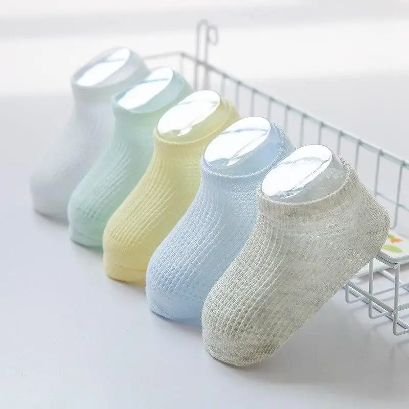 

5pairs Children's Summer Breathable Card Silk Ultra-thin Mesh Cotton Boat Socks