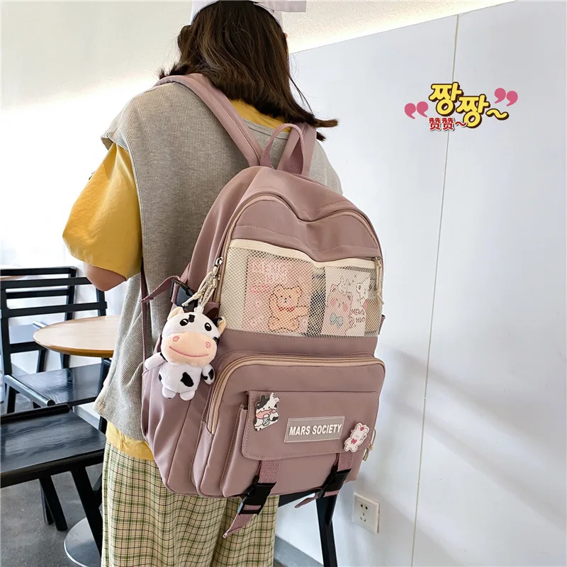 

Students Backpack Women's School Backpacks for Teenager Girls Preppy Style Schoolbag Large Capacity Travel Nylon Female Bags