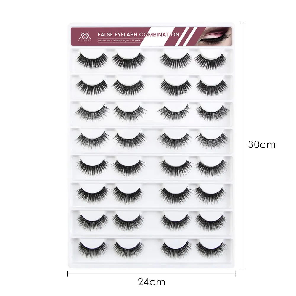 MAGEFY 16 Pair Multipack 3D Soft Mink Hair False Eyelashes Handmade Wispy Fluffy Long Lashes Natural Eye Makeup Tools | Красота и