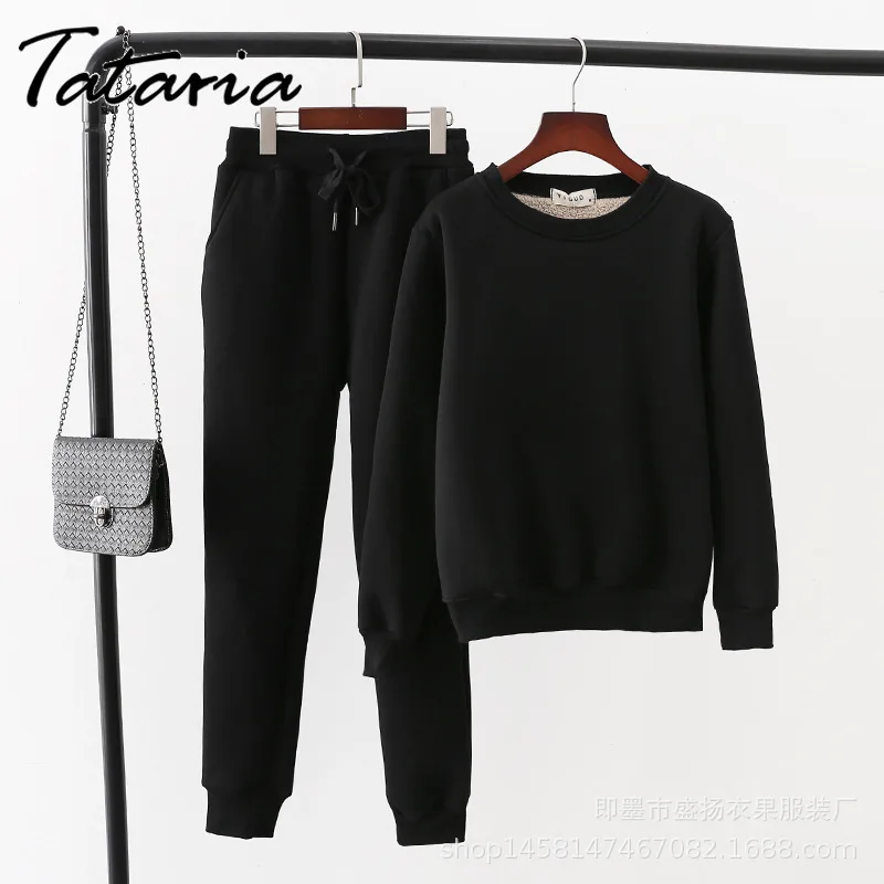 

Tataria 2 Piece Tracksuit for Women Winter Long Sleeve Thicken Sweatshirts Women's Warm Suits Female Velvet Casual Sport Suit