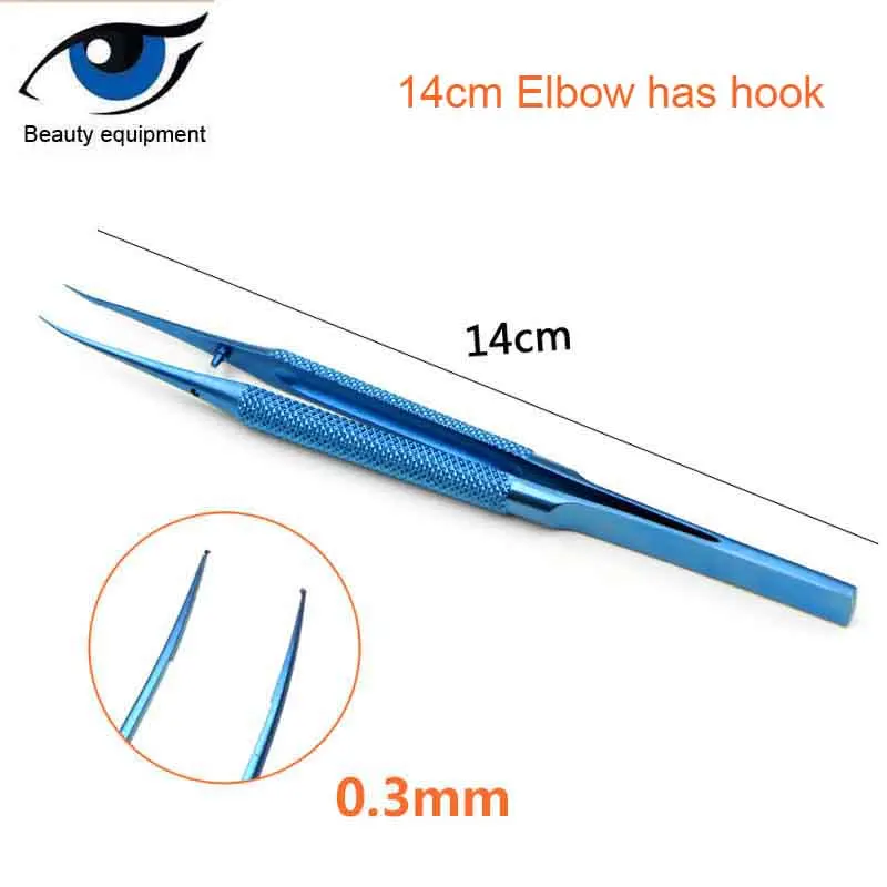 Титан сплав микроскопическая пинцет прямой локоть Угловая головка с одной