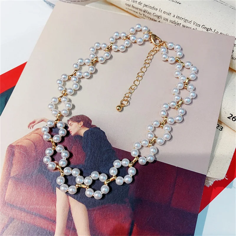 

Web celebrity pearl collarbone chain female Korean personality neck jewelry choker necklace choker necklace short style necklace