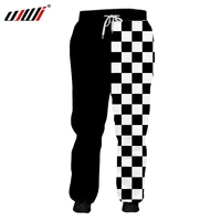 ujwi mens 3d printed handsome black and white plaid new oversized attire 5xl man pants trend sports sweatpants