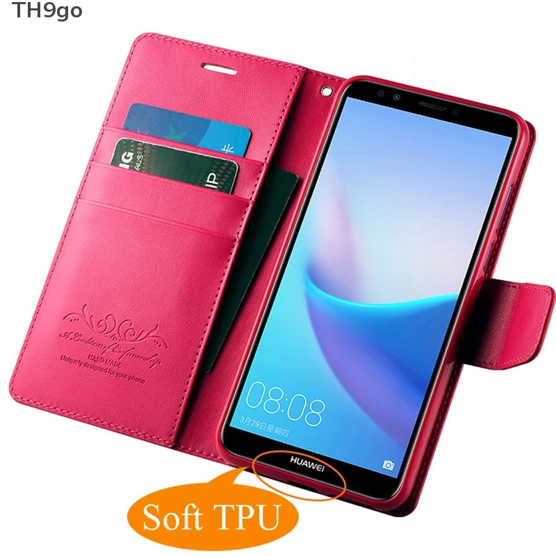 Кожаный флип чехол для телефона Huawei Y9 Y7 Y6 Prime 2018 Y5 2017 противоударный Магнитный