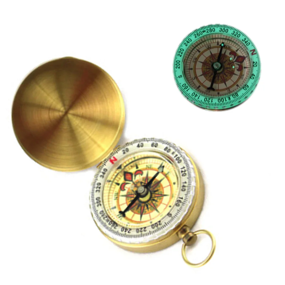 Portable Compass Brass Pocket Compass Navigation For Outdoor Activities Camping Hiking Climbing Hunting Mountain Equipment