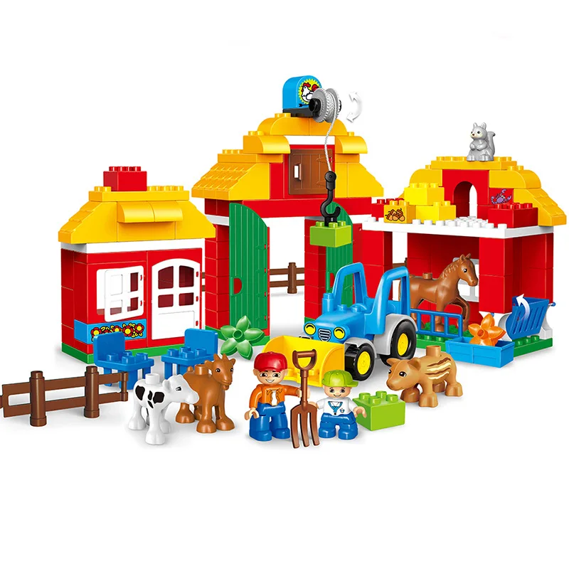 

Farm Animal City House Assemble Sets Big Size Building Blocks Compatible With Brand Bricks Birthday Toys Gift For Kids