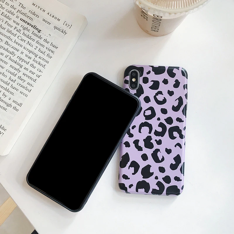 Винтажный чехол из фиолетового леопарда для iPhone 11 Pro Max Se 2020 8 7 Plus матовый