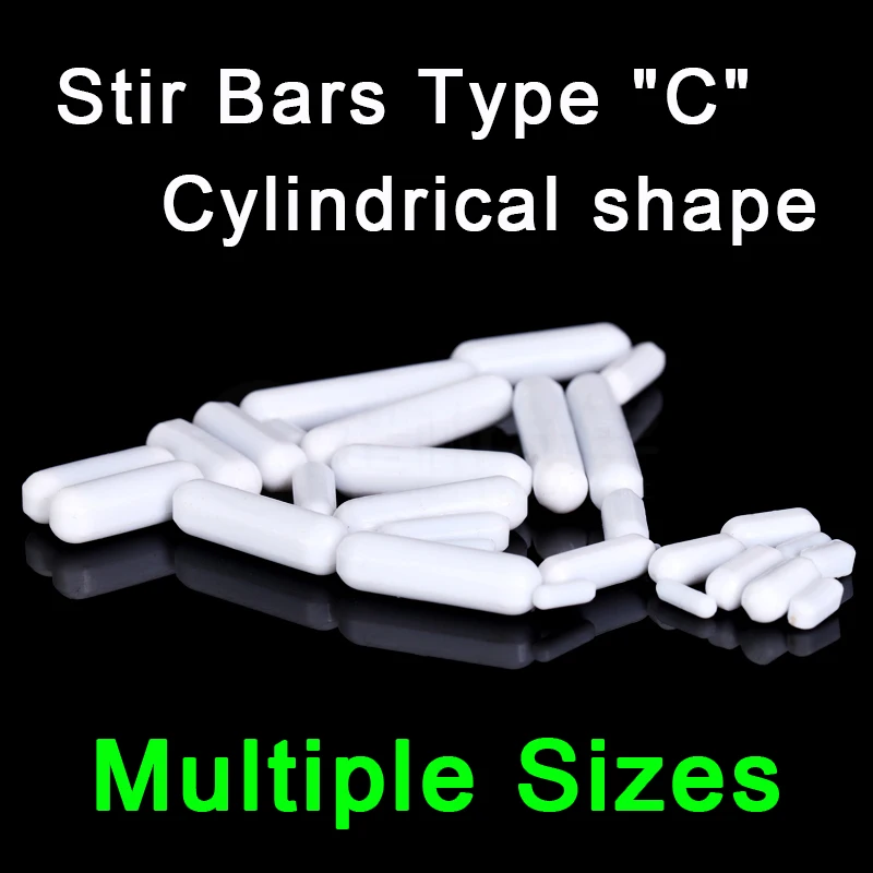 PTFE Magnetic Stirrer Bar Cylindrical Stir bars Type-C Magneton Laboratory Chemical Stirring Bar Mixer White Spin Bars , 10pcs