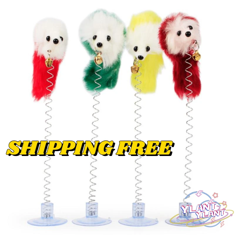 

Feather Stick Spring Toy Suction With Bell Mouse Cat Interactive Pet Tool Elastic Scratcher Mice Teaser Entertainment Multicolor
