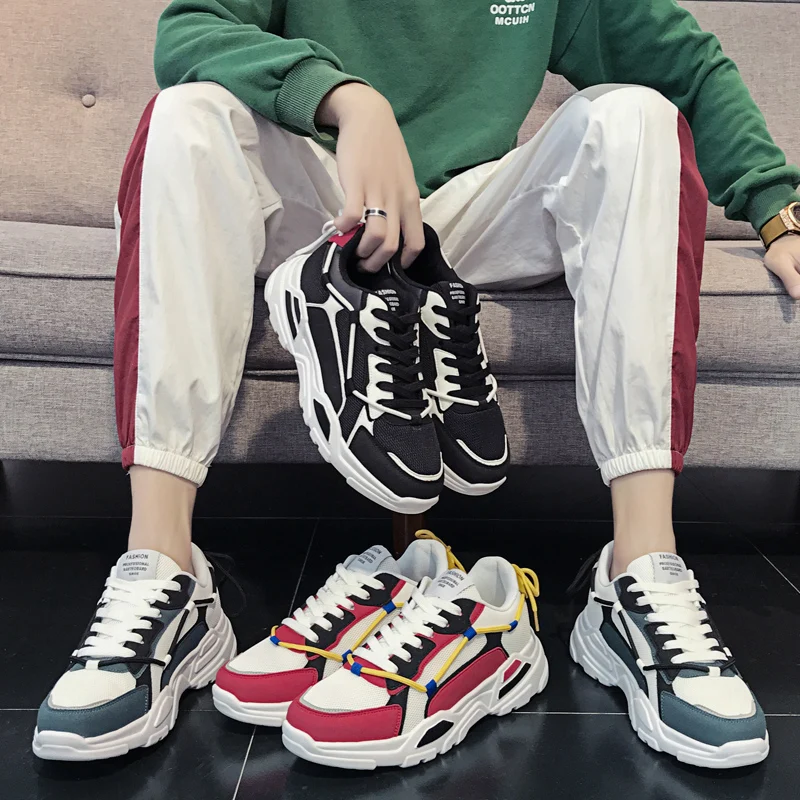 Мужская обувь для бега спортивные кроссовки с толстой подошвой увеличивают рост