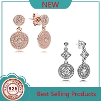 925 sterling silver pan earring vintage allure with crystal hanging earrings for women wedding gift fashion jewelry