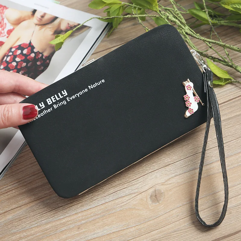 Женские кошельки на высоком каблуке Дизайнерские Длинные pu кожаные сумки 2020