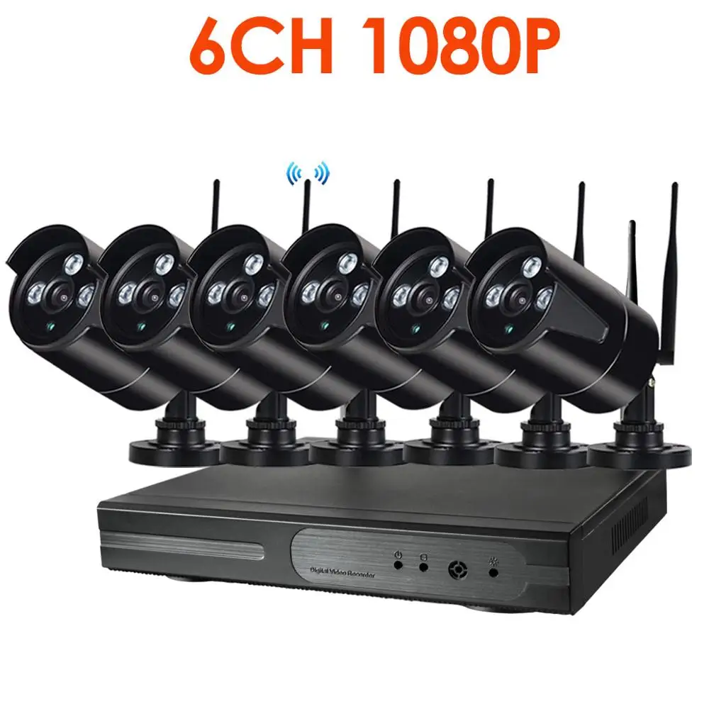 8CH 1080P HD Aduio Беспроводной NVR комплект P2P 1080P Крытый Открытый ИК ночного видения безопасности 2.0MP аудио IP камера wifi CCTV система - Цвет: 6CH 1080P WIFI Audio
