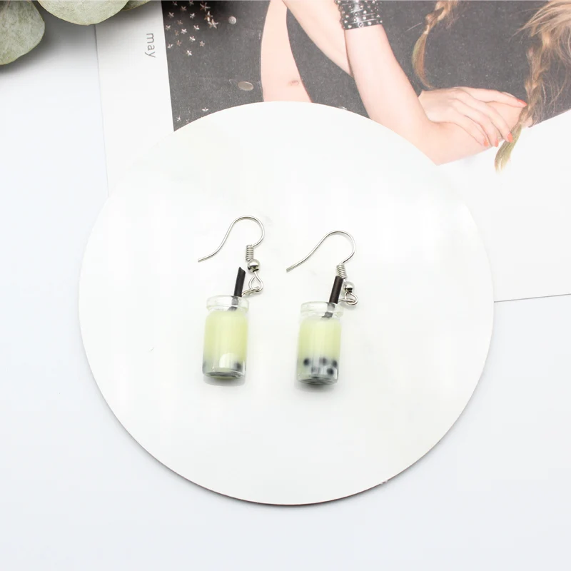 Забавные уникальные висячие серьги в виде пузырьков чая индивидуальные из смолы