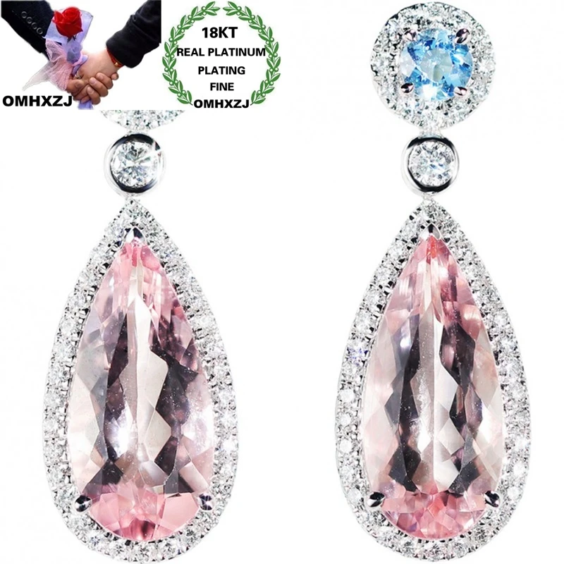 

Серьги-гвоздики OMHXZJ EA609 из белого золота с фианитами, 18 карат