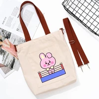 jcbth k pop new canvas bag cartoon cute portable shoulder bag student storage bag can be diagonally detachable