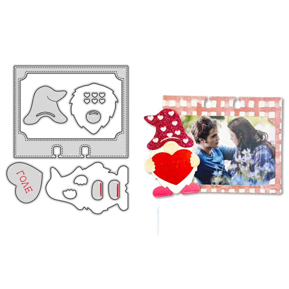 

YIXUAN Love Heart Gnome Cutting Dies DIY Scrapbooking Cutting Dies Stencil Decor Template Dies For Cards Valentine's Day Gifts