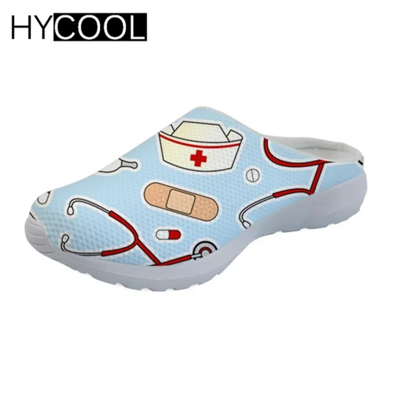HYCOOL; узор с изображением сиделки; женские спортивные сандалии; обувь; коллекция года; уличные спортивные шлепанцы; удобные сетчатые кроссовки на плоской подошве - Цвет: YQ1328CA