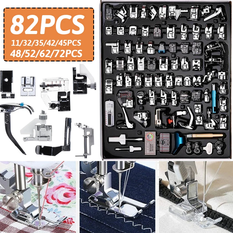 

Sewing Presser Foot Set Knitting Blind Stitch Darning Presser Feet Kit Sewing Machine Parts 11/32/35/42/45/48/52/62/72/82PCS