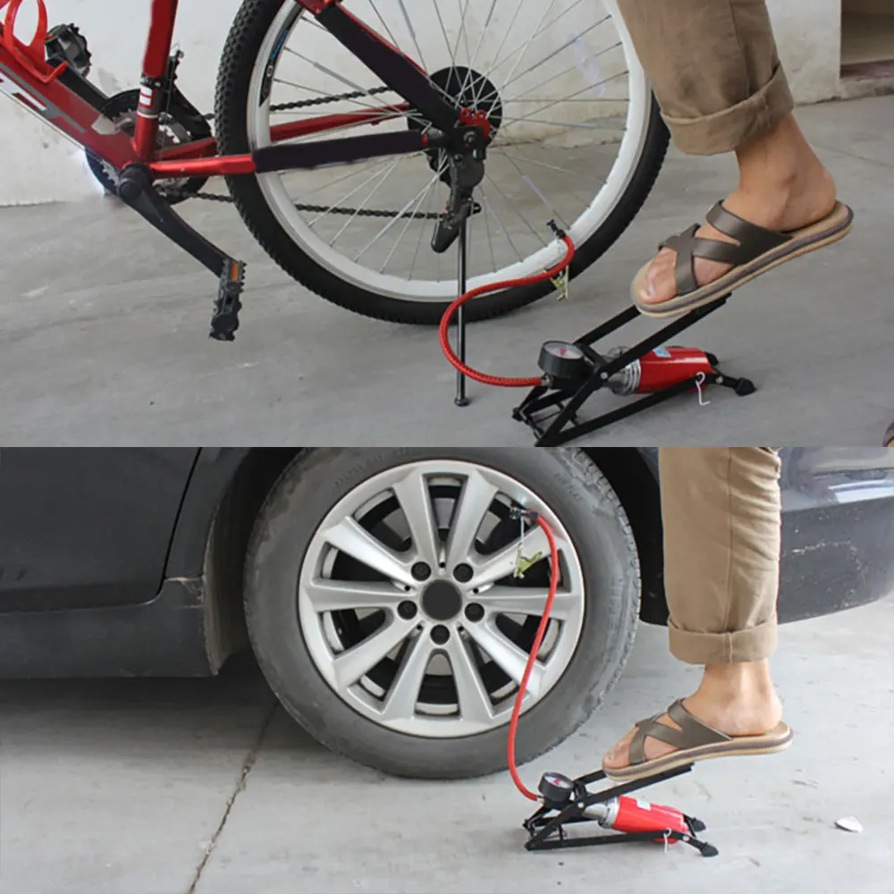 

ALLOMN 100 Psi Single Cylinder Foot Pump Single Barrel Tyre Inflator with Pressure Guage For Bikes Cars Motorcycles Balls