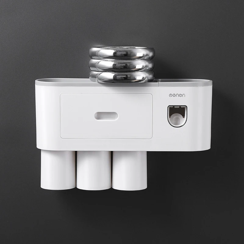 bathroom toothbrush holder restaroom storage rack toilet wall mounted toothpaste squeezer dispenser home bathroom accessories free global shipping