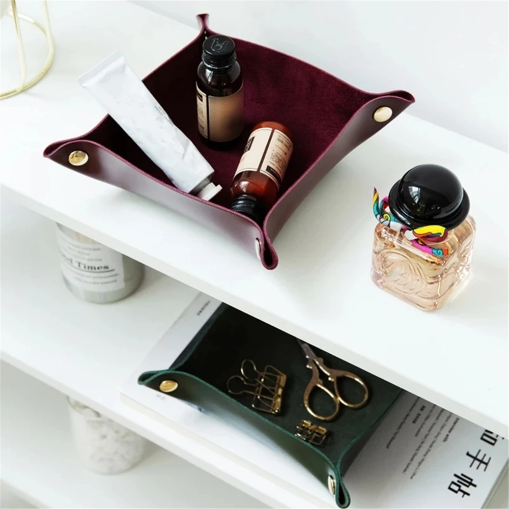 

Foldable Square Dice Home Office Desktop Storage Trays for Key Wallet Coin Organizer Sundries Box Bins Accessories