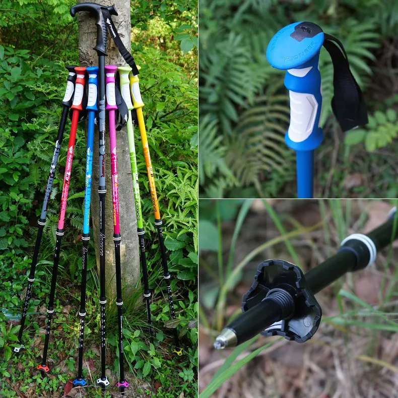 Тройная палка из алюминиевого сплава с прямой ручкой демпфирующая 65 135