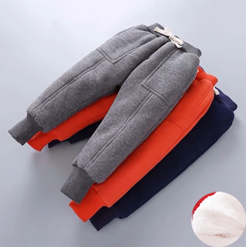 Зимние теплые штаны для мальчиков утепленные брюки детская повседневная одежда