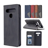 luxury flip wallet with pu leather case for lg k42 k51 k61 card slots business magnetic rhombus full protection phone case cover