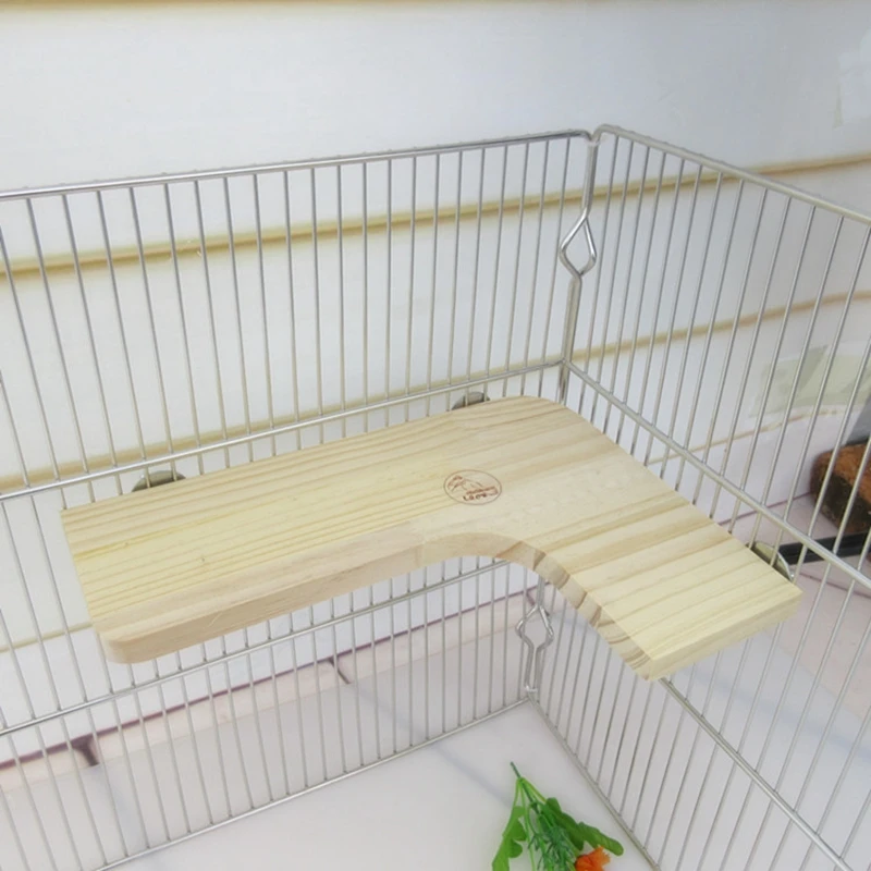 

1pcs Wooden Hamster Cage Squirrel Springboard Platform Pet Parrot Pedal Toys L Shape Jumping Standing Pet Supplies