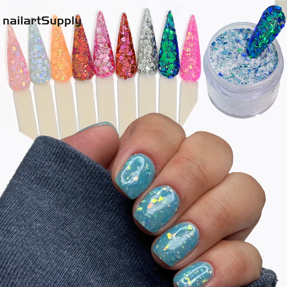 

9 Colors Nail Glitter Powder Holographic Chameleon UV Nail Acrylic Powder 1oz/bottle Manicure Decor Art Girls Womens Gifts DP#2
