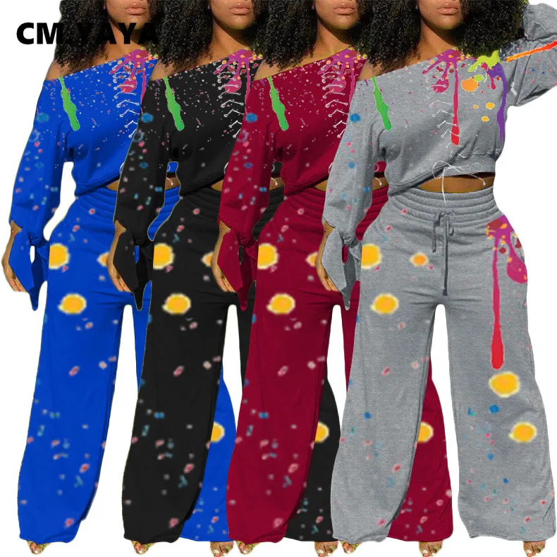 Спортивный костюм CM.YAYA Женский комплект с принтом граффити свитшот на шнуровке