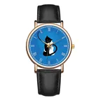 Женские часы с принтом кота, дизайнерский кожаный ремень, темпераментные Модные женские брендовые Аналоговые кварцевые наручные часы Reloj