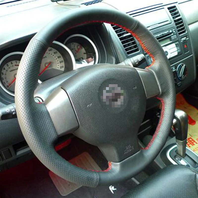 Черный верхний слой кожаный ручной работы автомобильный чехол на руль для Nissan Old
